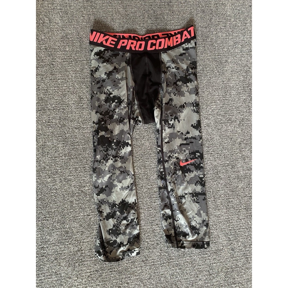 Nike Pro Compression Pants  Boys Youth Med Camo Gray Swoosh Logo